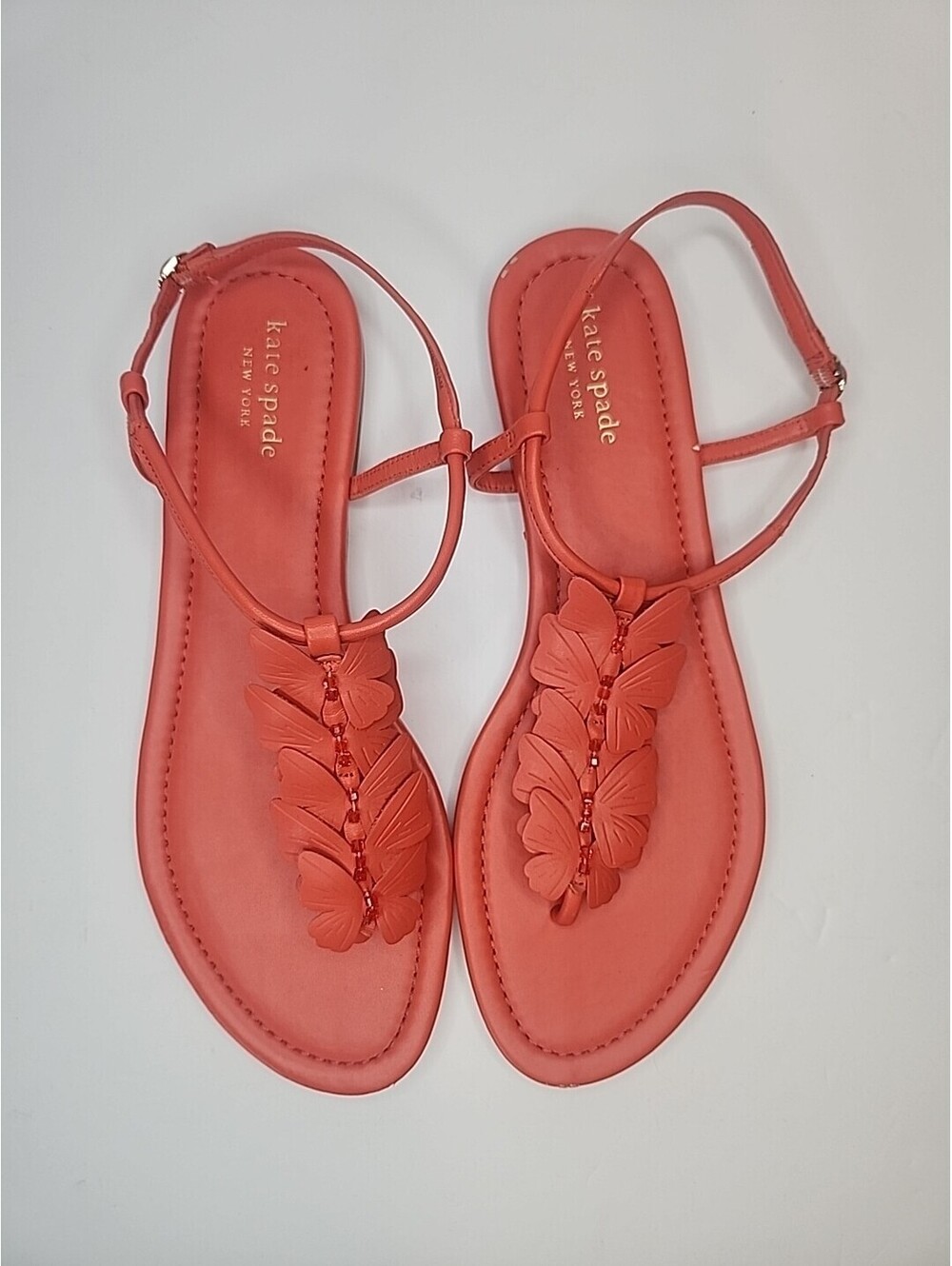 Kate Spade New York Sandal Womens 9.5 Primrose Slingback Butterfly Coral Leather - Picture 2 of 6